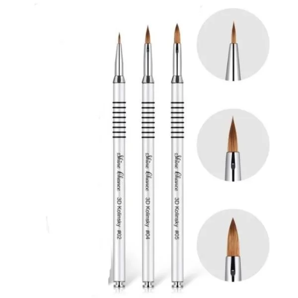 Kit 3 Pinceles para Uñas